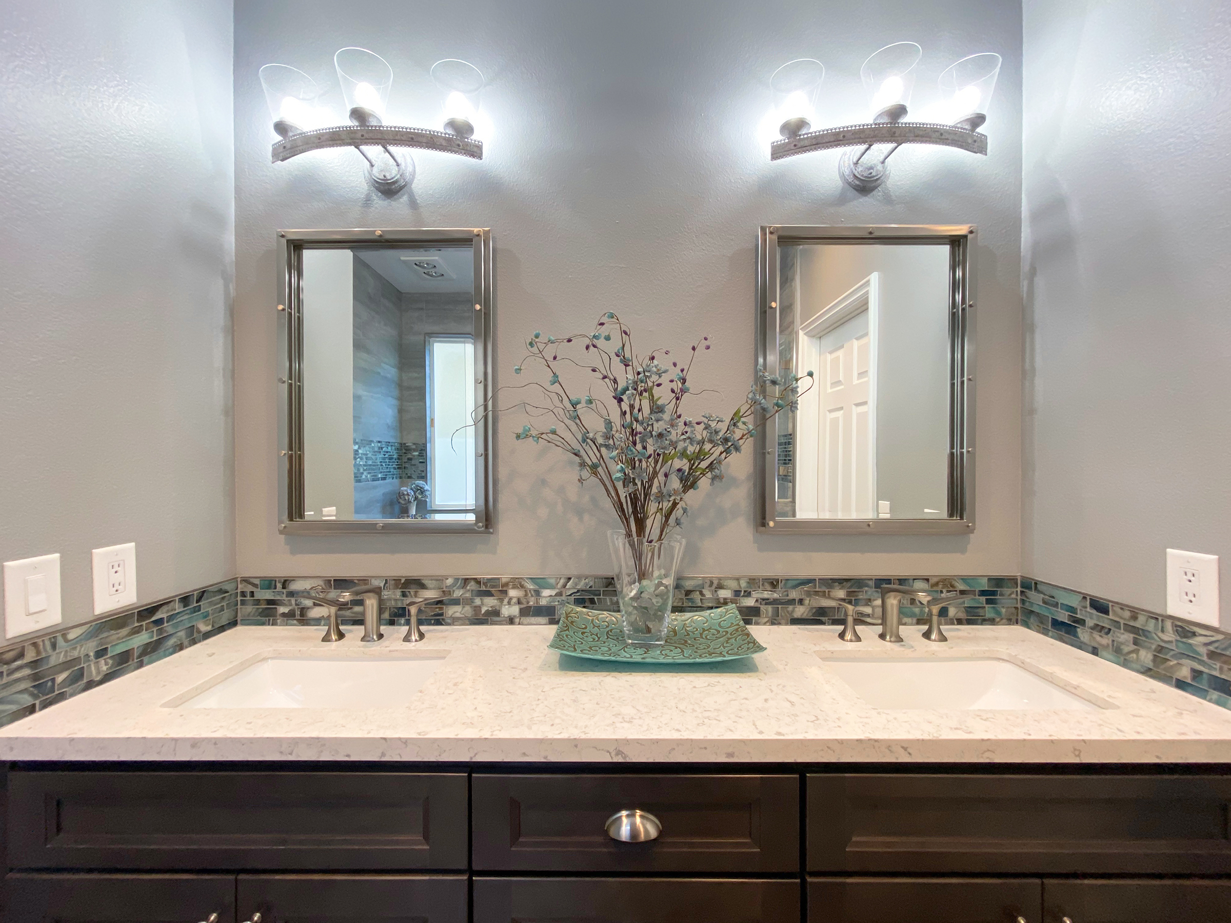 Home Interior Photography Master Bath Glass tile backsplash