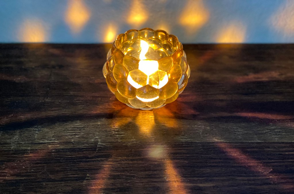 lovely amber glass candle holder